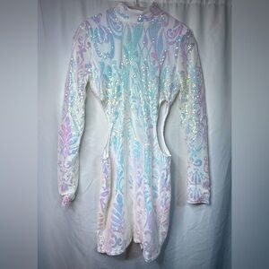 NWT SHEIN Iridescent White/Purple/Pink Sequined Cutout Sides Dress Size Small